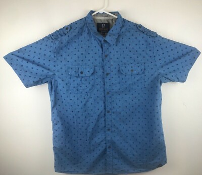 Quilted Giraffe Men's Size XXL Short Sleeve 2XL Shirt Anchor Blue Wheel Nautical