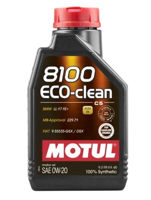 Motul 1L Synthetic Engine Oil 4-Stroke 8100 0W-20 Eco-Clean 109960