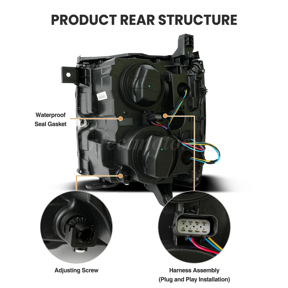 Halogen Projector Headlight LH&RH For 2015-2019 Chevy Silverado 2500HD 3500HD US - Изображение 3 из 4