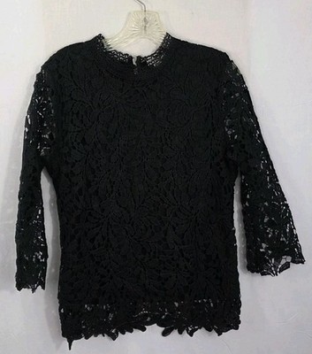 Ultra Pink Black Lace Lined Top  SZ L  Whimsigoth Victorian Vamp Dark Fairy