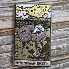 The Trash Eater  Opposum Funny Witch Tarot Card Embroidered Iron On Patch