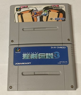 Nintendo Super Famicom Lot of 2 - Super Bomberman 4 & Seiken Densetsu 3 - DXcx48