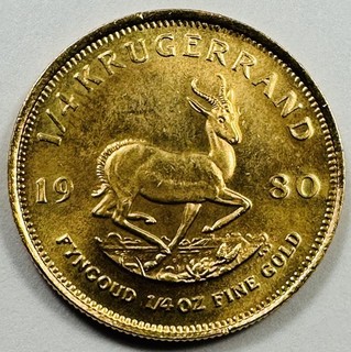 1980 Gold Krugerrand 1/4 South Africa 0.9170 Fineness Fractional Bullion
