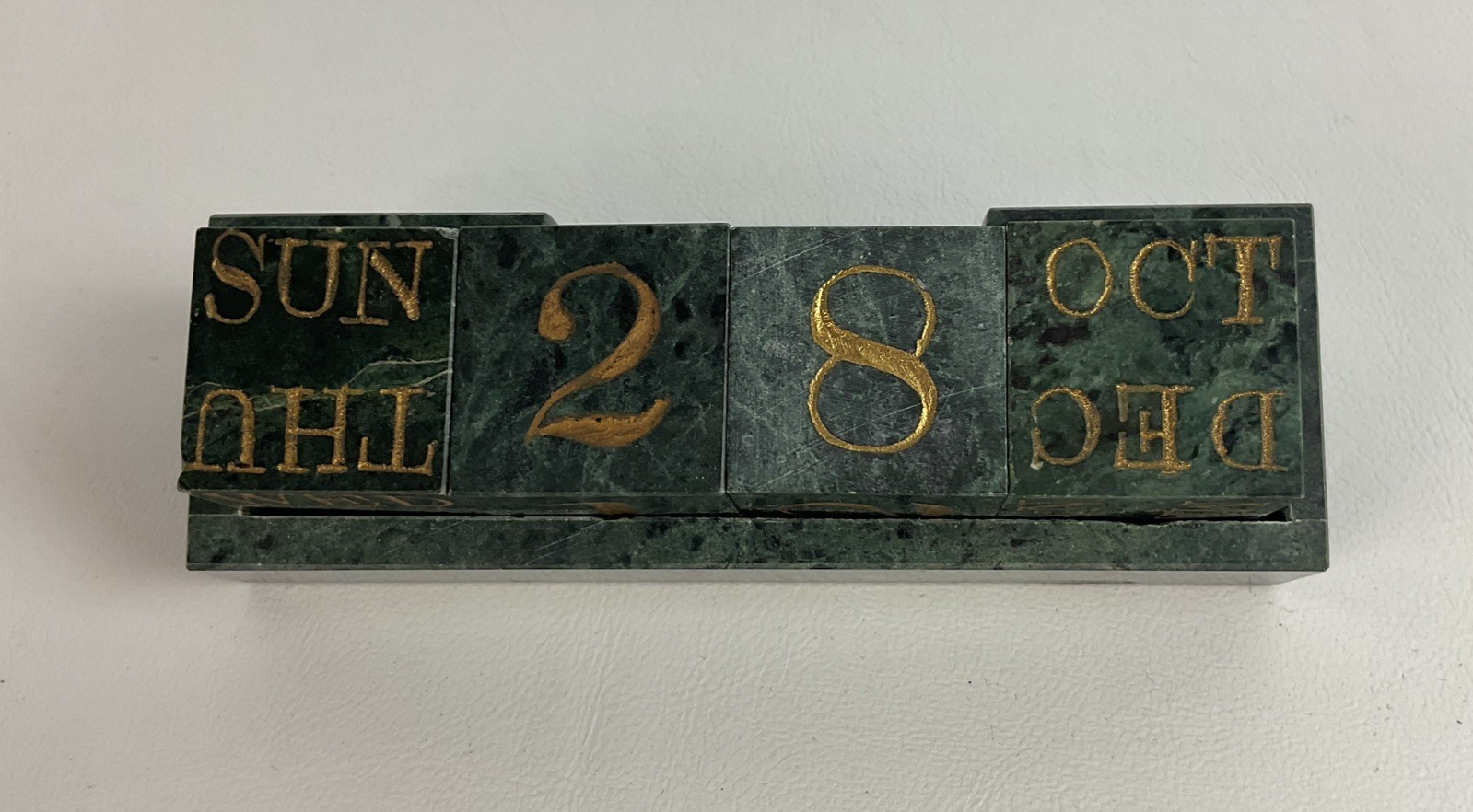 Vintage marble block calendar date month Day