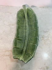 Ceramic Green Leaf Tray 12 Inches