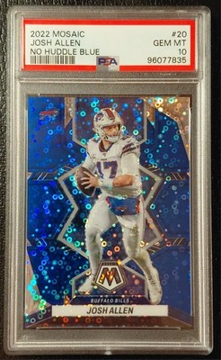 2022 Panini Mosaic No Huddle Josh Allen #20 Blue Disco Prizm /75 PSA 10 GEM MT