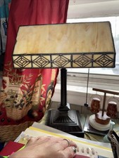Tiffany-style stained glass banker's desk lamp