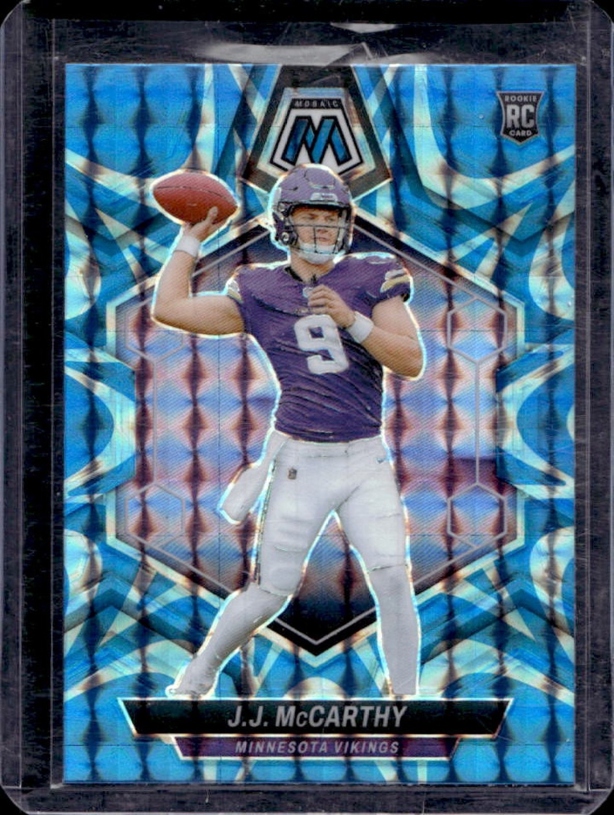 2024 Mosaic JJ McCarthy RC Reactive Blue Prizm Rookie #310 Vikings