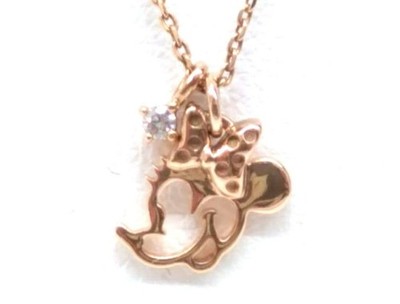 4°C Disney Minnie Mouse K10 Gold Halskette Premier Rare Sale
