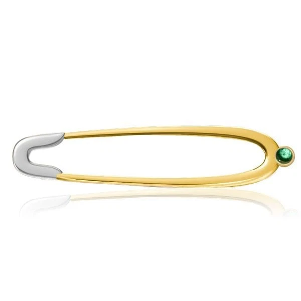 Broche prendedor de seguridad vintage de plata esterlina con diamantes esmeralda creados de 2 quilates para mujer Foto 2 de 4