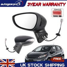 FOR 12-18 FORD FIESTA MK7 LEFT SIDE N/S GLOSS BLACK WING MIRROR ELECTRIC HEATED