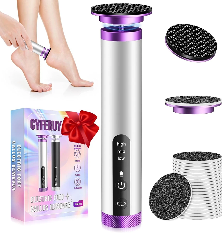 2PCS Electric Foot Callus Remover with Nano-Glass Head(Purple)+(Black) - Image 2 of 4