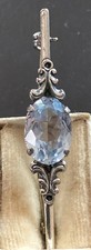 antike 835er   Silber Brosche mit blauem Schmuckstein (k15)