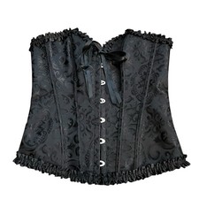 Strapless Jacquard Corset Top Medium Black Regencycore Coquette Festival Lace Up