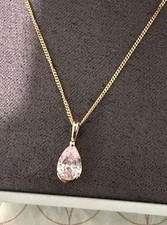 Quality 9ct Gold Pear Shaped Pendant Adjustable Necklace(Hallmarked) + Gift Box.
