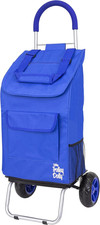 Trolley Dolly Blue Foldable Shopping Cart for Groceries with Wheels and Removabl