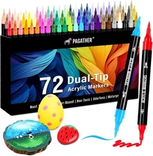 72 Colors Dual Tip Acrylic Paint Markers for Crafts Rock Painting Calligraphy