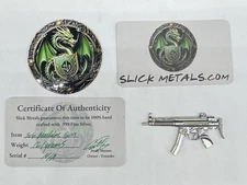 Hand Poured Proof Sub Machine Gun - Slick Metals 9.8 Gr - .999 Fine Silver + COA