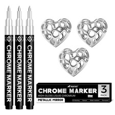 Pagather 3Pcs Chrome Paint Markers, Silver 1 Count Pack of 3 ,