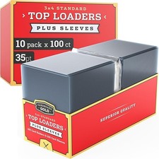 1000 Pro 3x4 Sports Card Regular Toploaders Bulk Case New Top Loaders + Sleeves