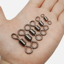 50X Stainless Steel Fishing Rolling Barrel Swivels Lures Connector Tackle