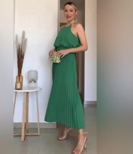 Zara Women’s Green Pleated Ankle Length Dress Sz 4