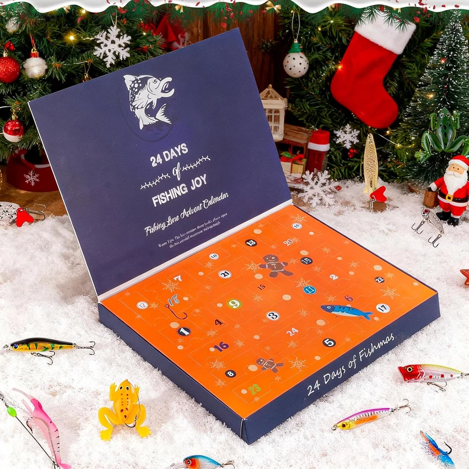 Calendario Avvento Pesca 2025,24 PCS Calendario Dell'Avvento Esca Da Pesca,Esche - Immagine 2 di 4