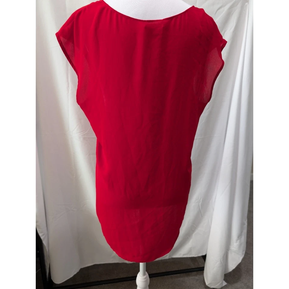 Blusa pulóver túnica cuello en V J.Crew para mujer talla 8 mediana de gasa roja Foto 4 de 4
