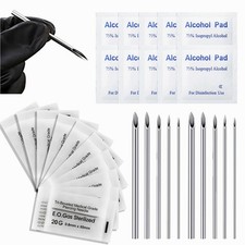 20Pcs Stainless Steel Piercing Needles 20G 0.03 in x 1.97 in with Alcohol Pads