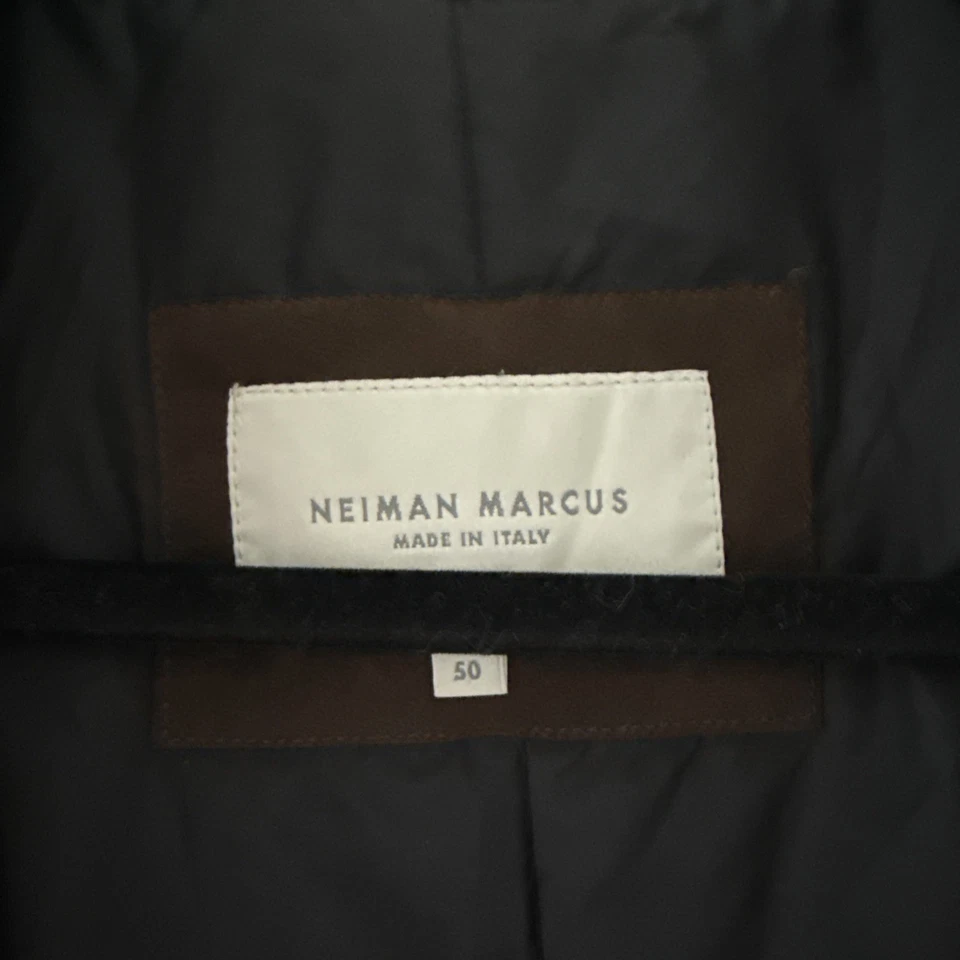 Brand New Men’s 100% Cashmere Black With Brown Trim Neiman Marcus Coat - Image 2 of 4
