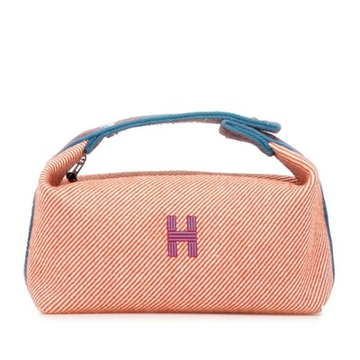 Auth HERMES Birkin A Black PM Handbag Pouch Red Blue Toile Hache Ladies Used fro