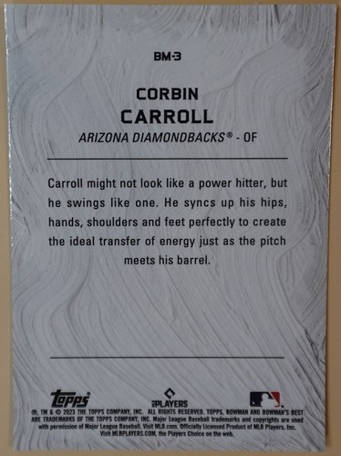 Corbin Carroll 2023 Bowman's Best Bowman Masterpieces RC Arizona Diamondbacks - Picture 2 of 2