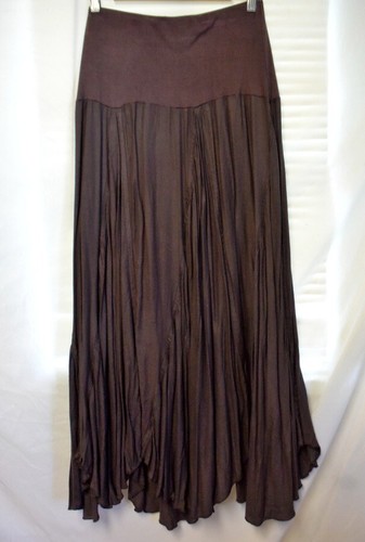 NWT Apu A People United Long Gored Yoked Pull On Skirt-Hi Lo Hem Full Sweep-S/M - Picture 7 of 14