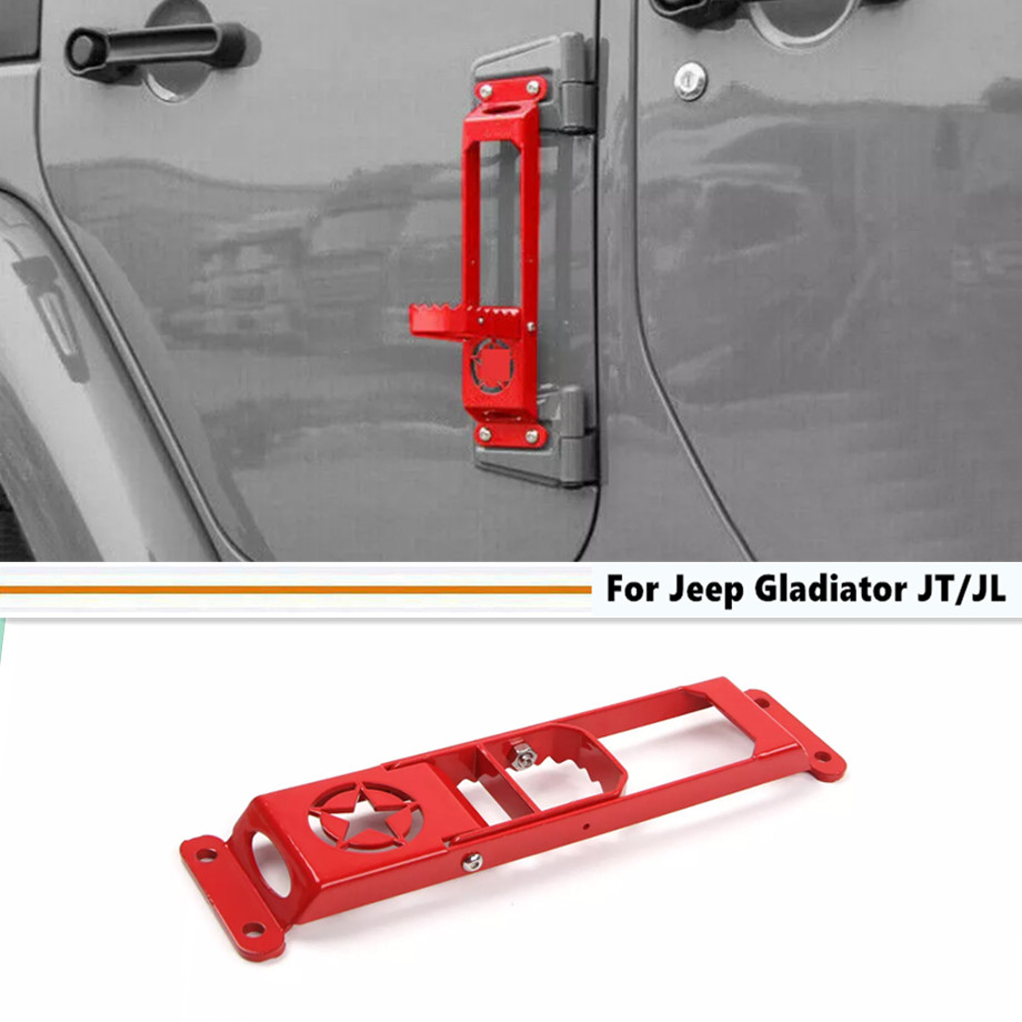 For Jeep Gladiator JT/JL 18-2025 Red Metal Door Hinge Side Foot Climb Step Pedal