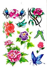 Temporary Body Jewelry Tattoo Once Upon a Time Bodyart Pink Hair Flower