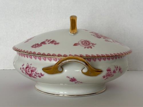 Vtg Limoges France Superieur Royal Red Soup Tureen w/ Lid Pink/Gold – Very Nice! - Picture 3 of 15