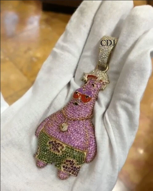 Colgante con dije de personaje de circonita cúbica multicolor de plata 925 real para hombre Foto 4 de 4