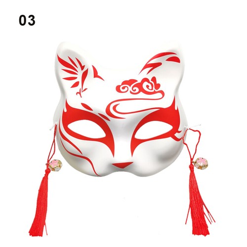 Maschera volpe anime mezza faccia maschera gatto maschera Kabuki Kitsune maschera cosplay costume - Foto 14 di 38