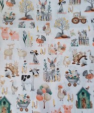 New 100% Cotton Fabric Farm  dogs cow pig duck cats Width 160 cm (62") Fabric
