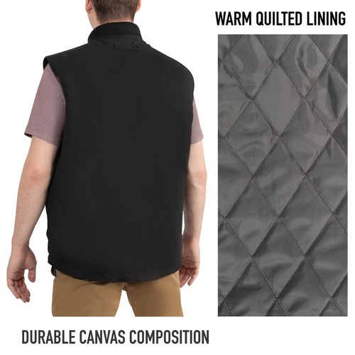 Concealed Carry Backwoods Canvas Vest Men's Black Tactical Vest - Picture 2 of 9