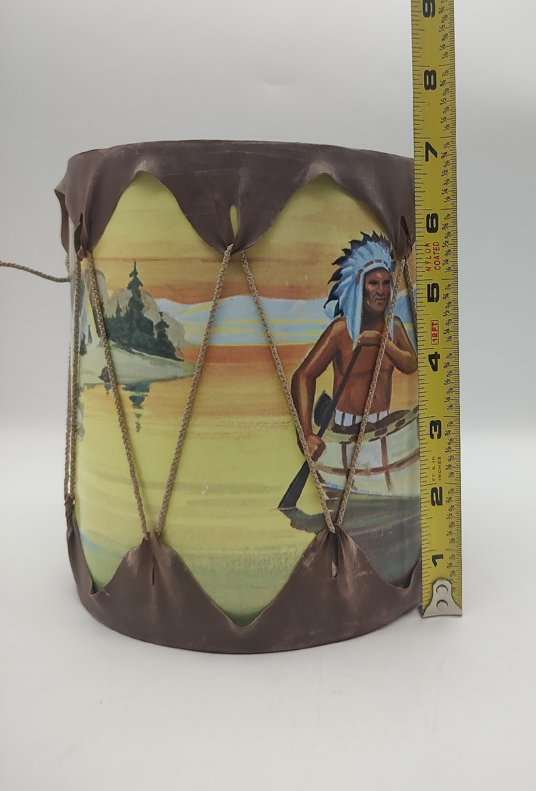 Vintage Toy Drum Souvenir Western Chief Native American Indian TomTom