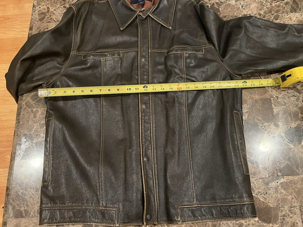 Vintage GAP Leather Jacket Mens (XL) Brown Distressed Y2K Biker