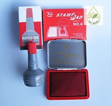 RED Stamp Pad Permanent Water Proof BEST Quality  FREE 1 Refill 28 ml RED INK