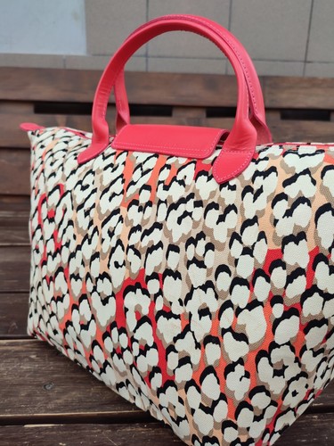 Limited Edition Longchamp Ile Aux Pantheres Coral Tote Bag Large Handbag Leopard - Picture 15 of 22