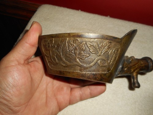 Chinese Bronze Coal Silk Iron Hand Tooled FOO DOG Yangmei Fruit Sides c.1900 - Picture 3 of 12
