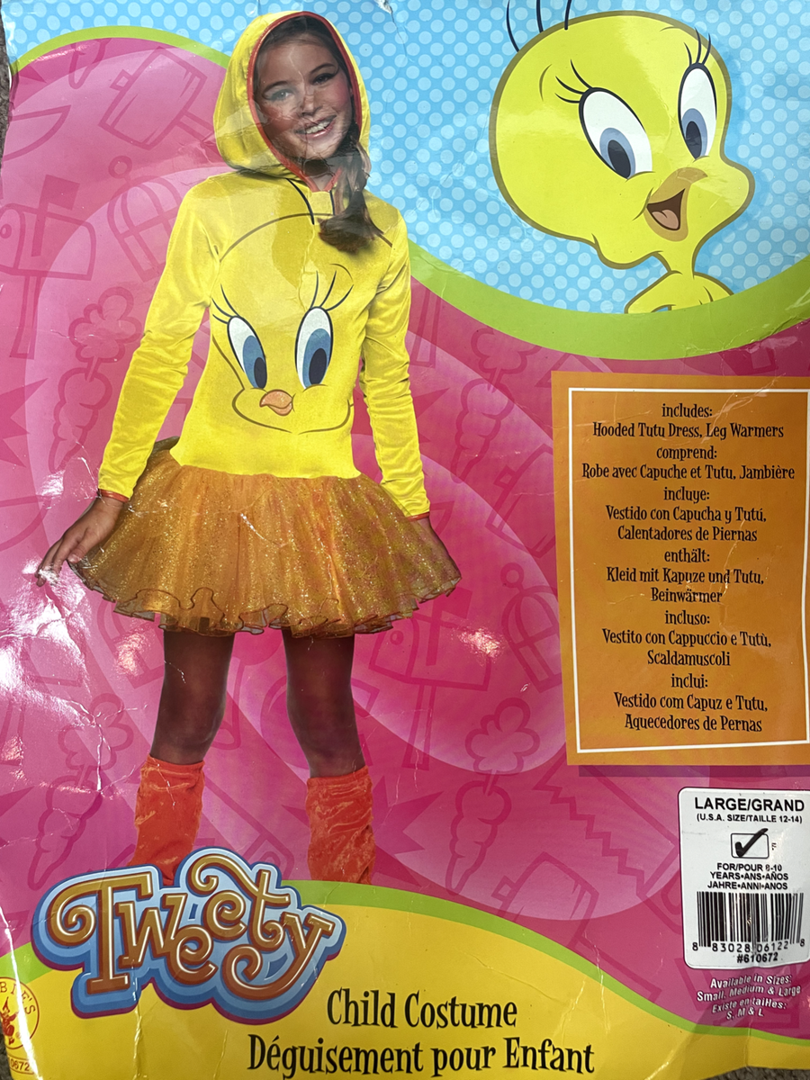 Costume Child Girls Tweety Bird Dress Tutu Large 12-14 with Leg