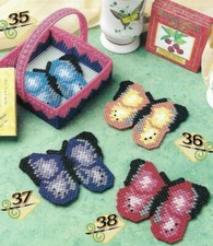 4 BUTTERFLY COASTERS  BASKET HOME DECOR PLASTIC CANVAS PATTERN INSTRUCTIONS