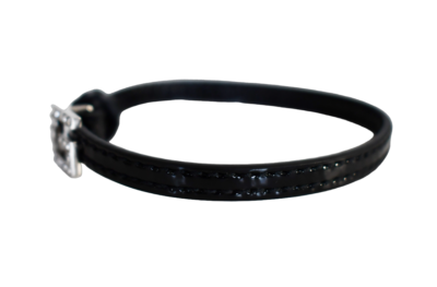 OLD GUCCI Patent Leather Bracelet グッチ 🆕️ GUCCI Black PATENT LEATHER Bracelet with CRYSTAL SQUARE