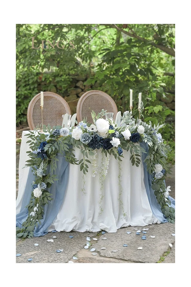 Guirnalda de flores de primavera Ling's Moment 9 pies - Flores de arco de boda para telón de fondo De... Foto 3 de 4