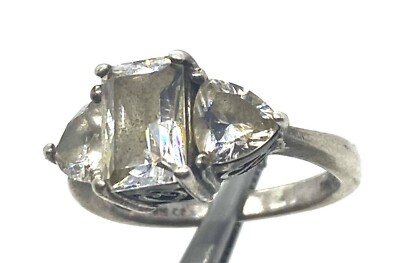 Classic Simple CZ White Silver Statement Ring Size 7 | eBay